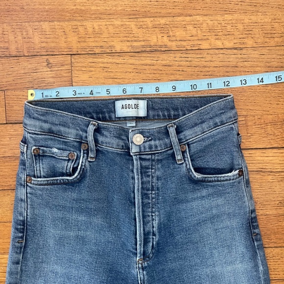 Agolde Nico Slim Skinny Jeans in Shoreline Distressed Medium Wash Sz 24 - Picture 7 of 11